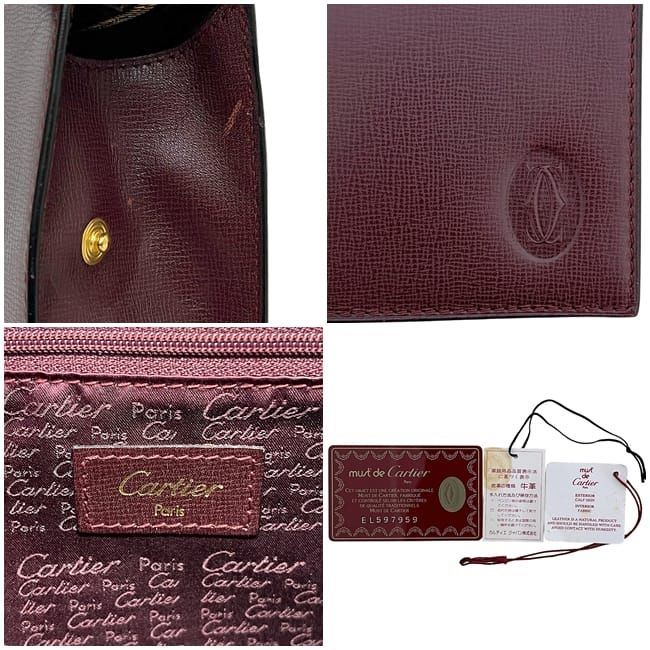 Cartier Second Bag Bordeaux Must Clutch Bag Leather