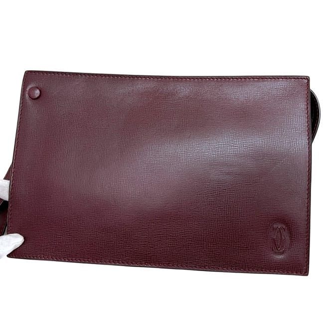 Cartier Second Bag Bordeaux Must Clutch Bag Leather