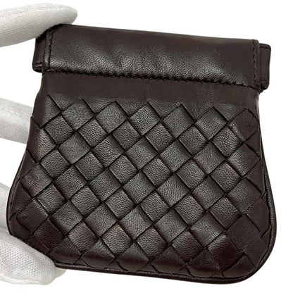 Bottega Veneta Coin Case Brown Intrecciato 189987