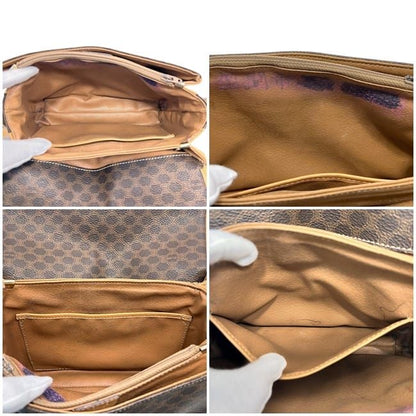 Celine Shoulder Bag Brown Macadam Crossbody PVC Leather