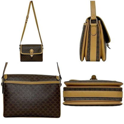 Celine Shoulder Bag Brown Macadam Crossbody PVC Leather