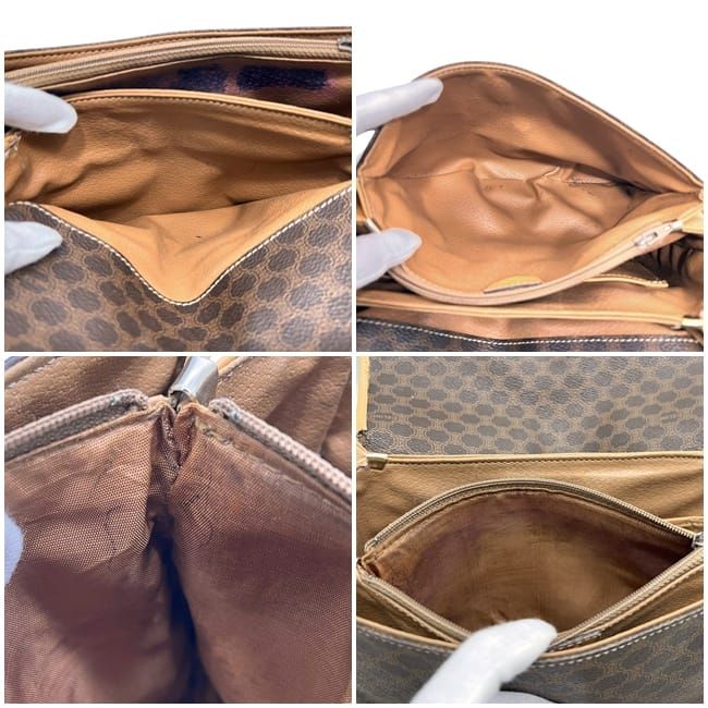 Celine Shoulder Bag Brown Macadam Crossbody PVC Leather
