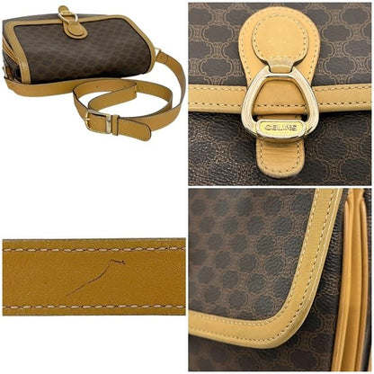 Celine Shoulder Bag Brown Macadam Crossbody PVC Leather