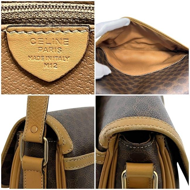 Celine Shoulder Bag Brown Macadam Crossbody PVC Leather