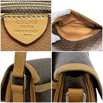 Celine Shoulder Bag Brown Macadam Crossbody PVC Leather