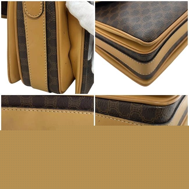 Celine Shoulder Bag Brown Macadam Crossbody PVC Leather