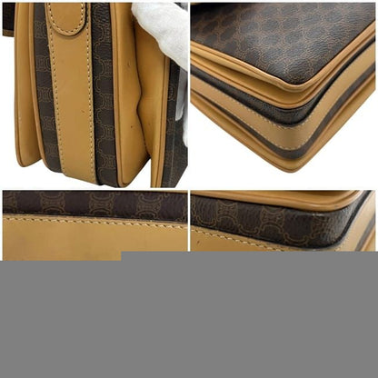 Celine Shoulder Bag Brown Macadam Crossbody PVC Leather