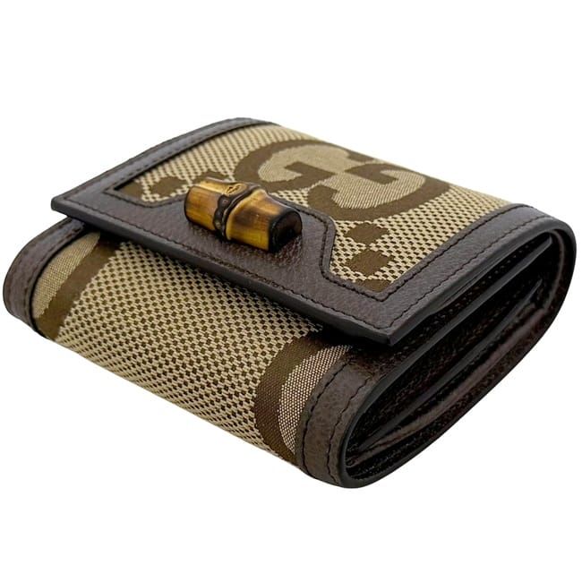 Gucci Bifold Wallet Diana Compact Beige Brown Jumbo GG