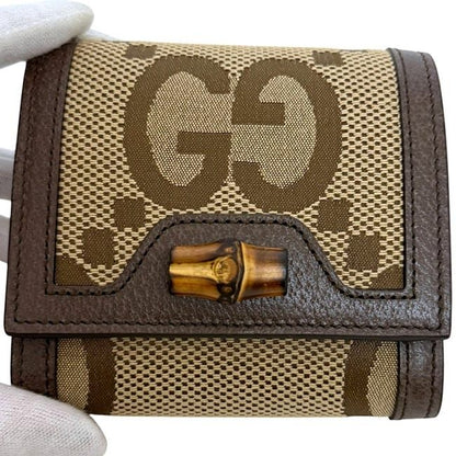 Gucci Bifold Wallet Diana Compact Beige Brown Jumbo GG