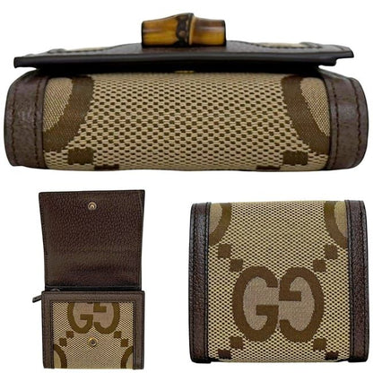 Gucci Bifold Wallet Diana Compact Beige Brown Jumbo GG