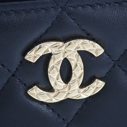 Chanel Top Handle Long Vanity Case 2-Way Bag Shoulder Lambskin Black