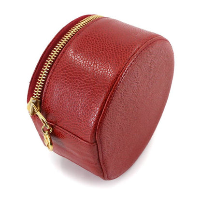 Chanel Chanel Jewelry Case Box Accessory Pouch Caviar Leather Red Vintage