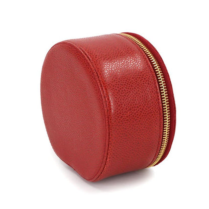 Chanel Chanel Jewelry Case Box Accessory Pouch Caviar Leather Red Vintage