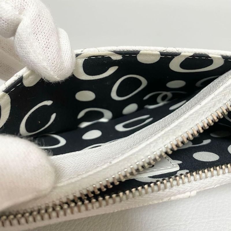 Chanel Quilted Zip Card Case CC Logo White