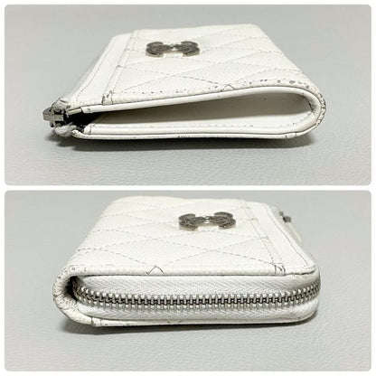 Chanel Quilted Zip Card Case CC Logo White