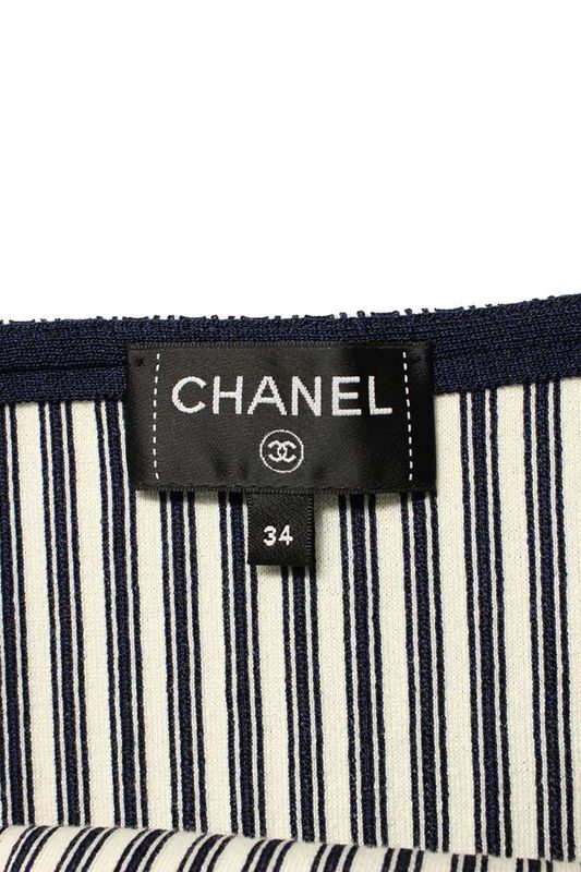 Chanel 25SS P79171k11414 Striped Coco Mark Dress One Piece Women's 34 ~1