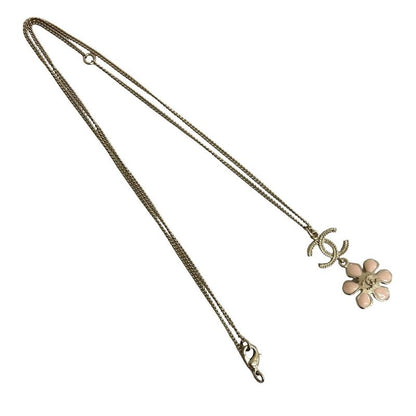 Chanel Coco Mark Flower Motif GP Fake Pearl Necklace Pendant 18BC