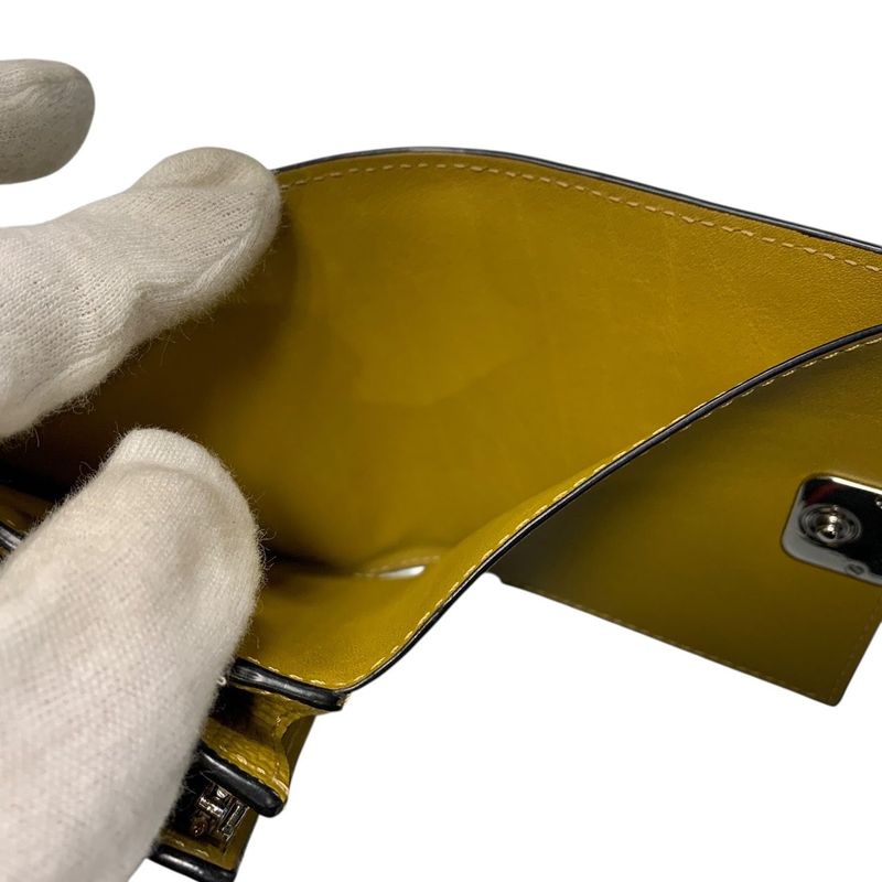 3727 Loewe Anagram Flap Wallet Bifold Wallet C821l57x01 Yellow Series Used