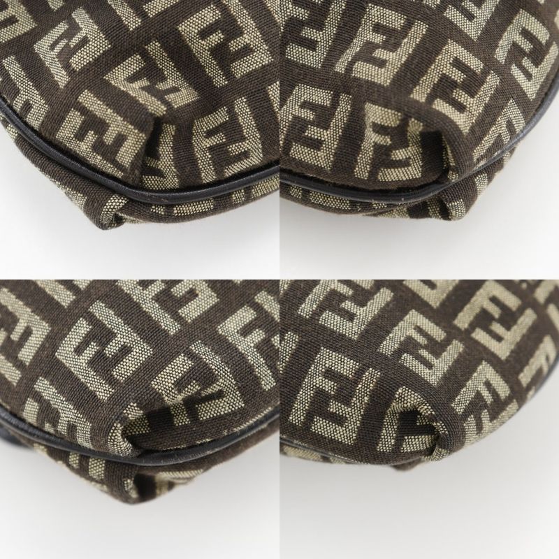 Fendi Zucchino Nylon Canvas Brown Women's Shoulder Bag