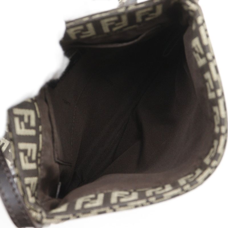 Fendi Zucchino Nylon Canvas Brown Women's Shoulder Bag