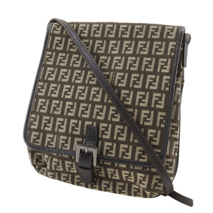Fendi Zucchino Nylon Canvas Brown Women's Shoulder Bag