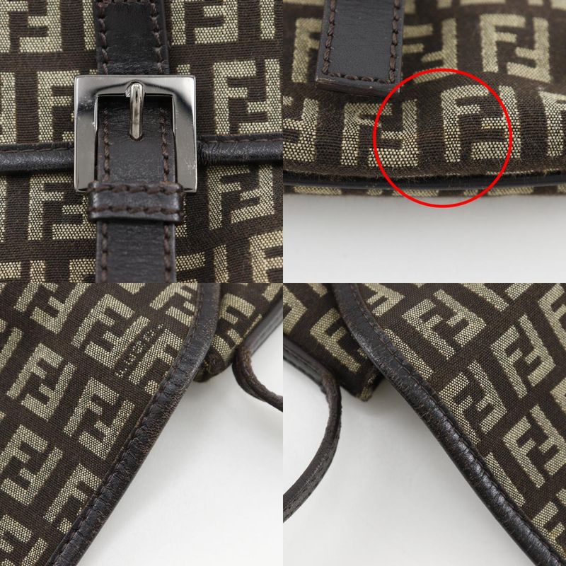 Fendi Zucchino Nylon Canvas Brown Women's Shoulder Bag