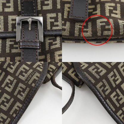Fendi Zucchino Nylon Canvas Brown Women's Shoulder Bag