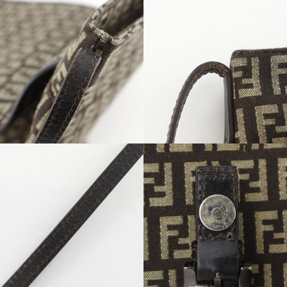 Fendi Zucchino Nylon Canvas Brown Women's Shoulder Bag