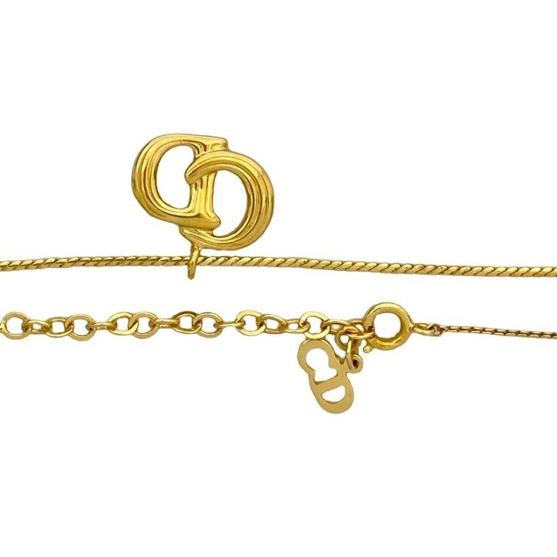 Christian Dior Vintage CD Logo GP Necklace Pendant Choker Accessory Gold 28917