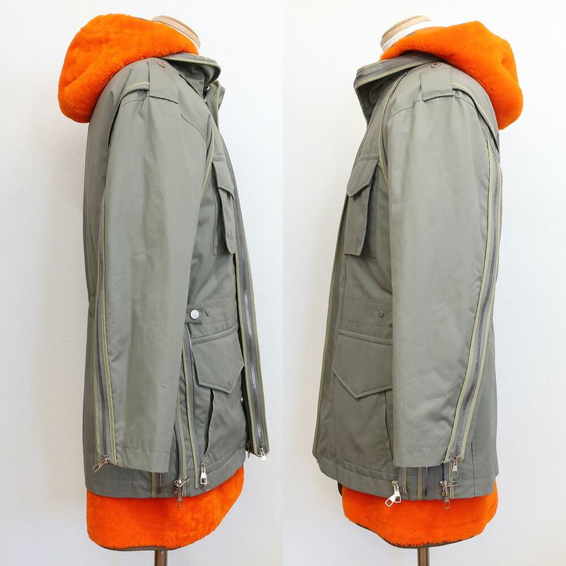 Louis Vuitton Coat With Inner Khaki Orange Notation Size 44 Hfk85egyw