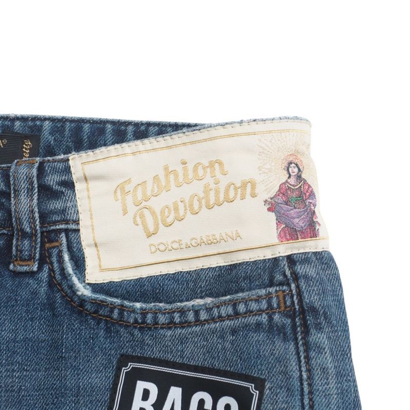 Dolce & Gabbana Denim Pants 36 Santa Sicily Patch Indigo