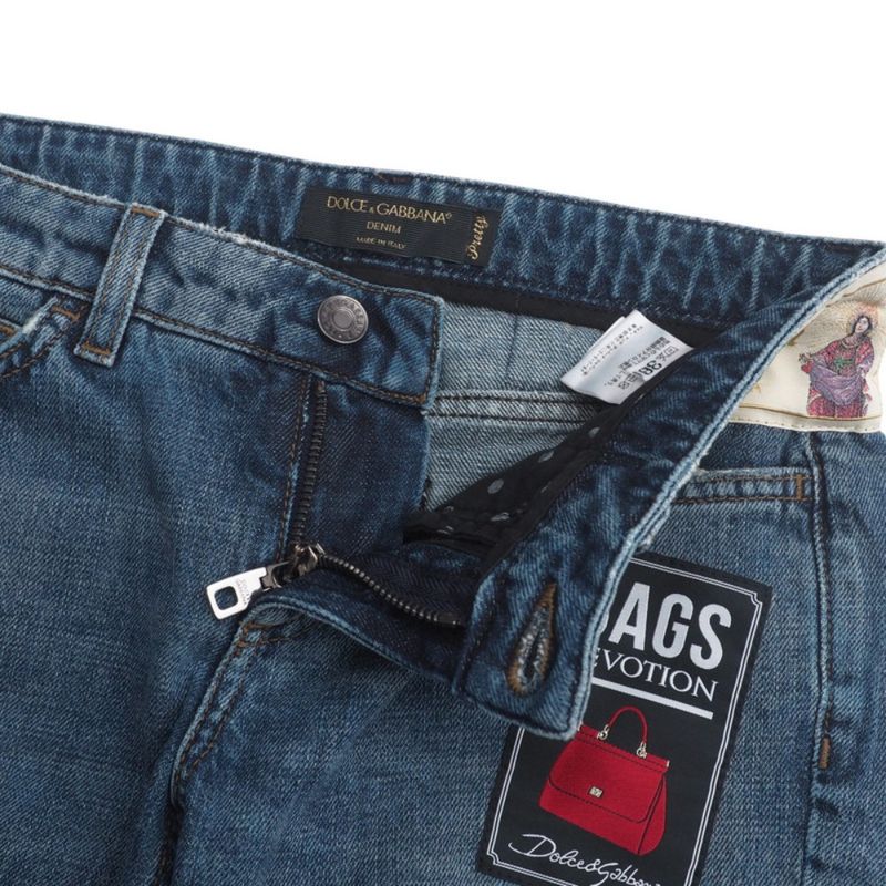 Dolce & Gabbana Denim Pants 36 Santa Sicily Patch Indigo