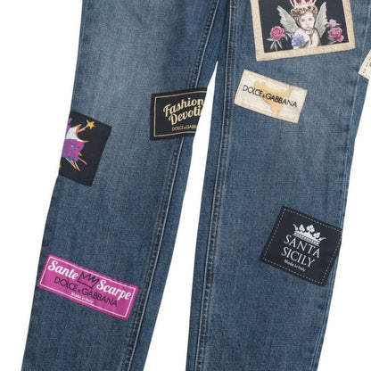 Dolce & Gabbana Denim Pants 36 Santa Sicily Patch Indigo