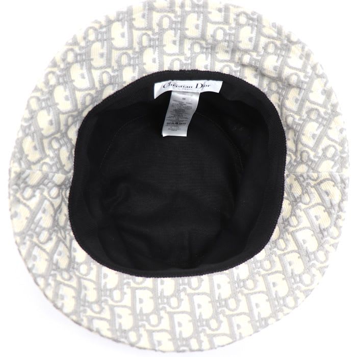 Dior Trotter Oblique Bucket Hat Ivory Gray 11 Dob923 I132 Unisex