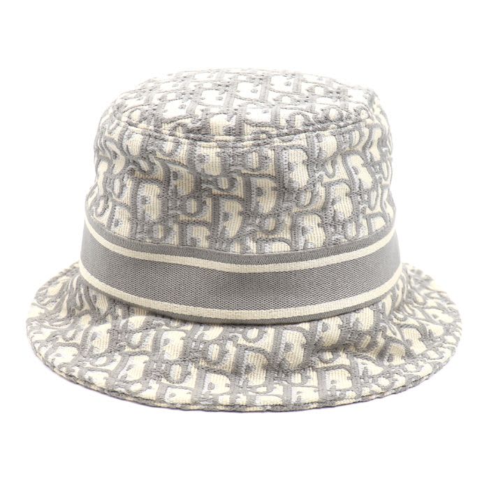 Dior Trotter Oblique Bucket Hat Ivory Gray 11 Dob923 I132 Unisex