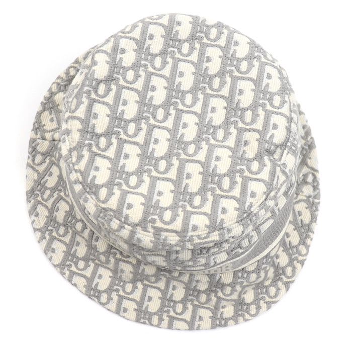 Dior Trotter Oblique Bucket Hat Ivory Gray 11 Dob923 I132 Unisex