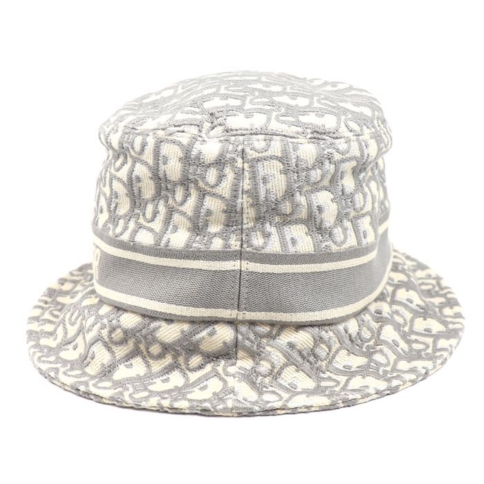 Dior Trotter Oblique Bucket Hat Ivory Gray 11 Dob923 I132 Unisex