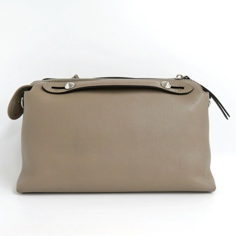 Fendi Visible Medium Leather 8bl146 Cuff Leather Greige 2way Handbag