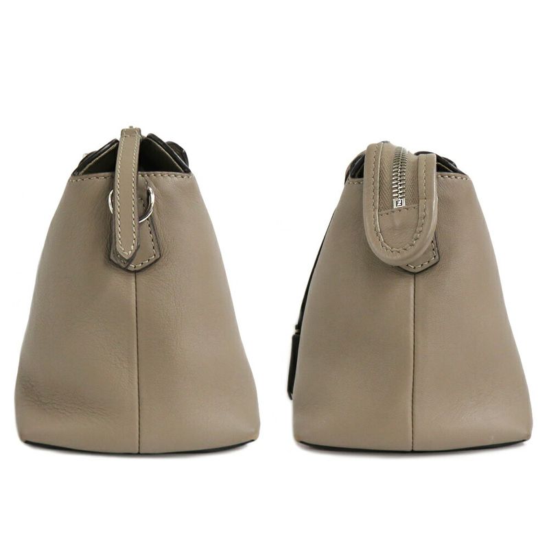 Fendi Visible Medium Leather 8bl146 Cuff Leather Greige 2way Handbag