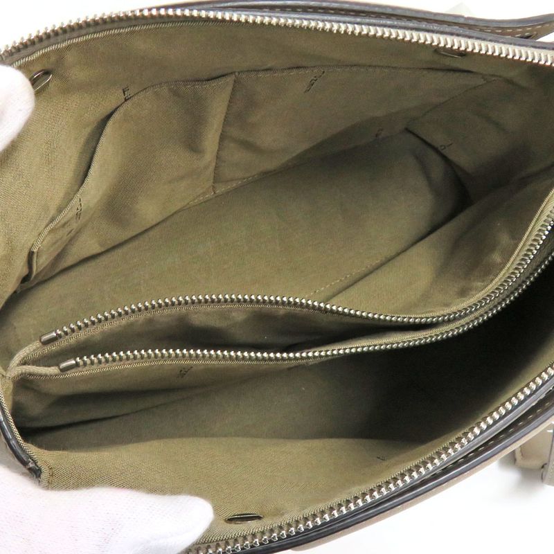 Fendi Visible Medium Leather 8bl146 Cuff Leather Greige 2way Handbag