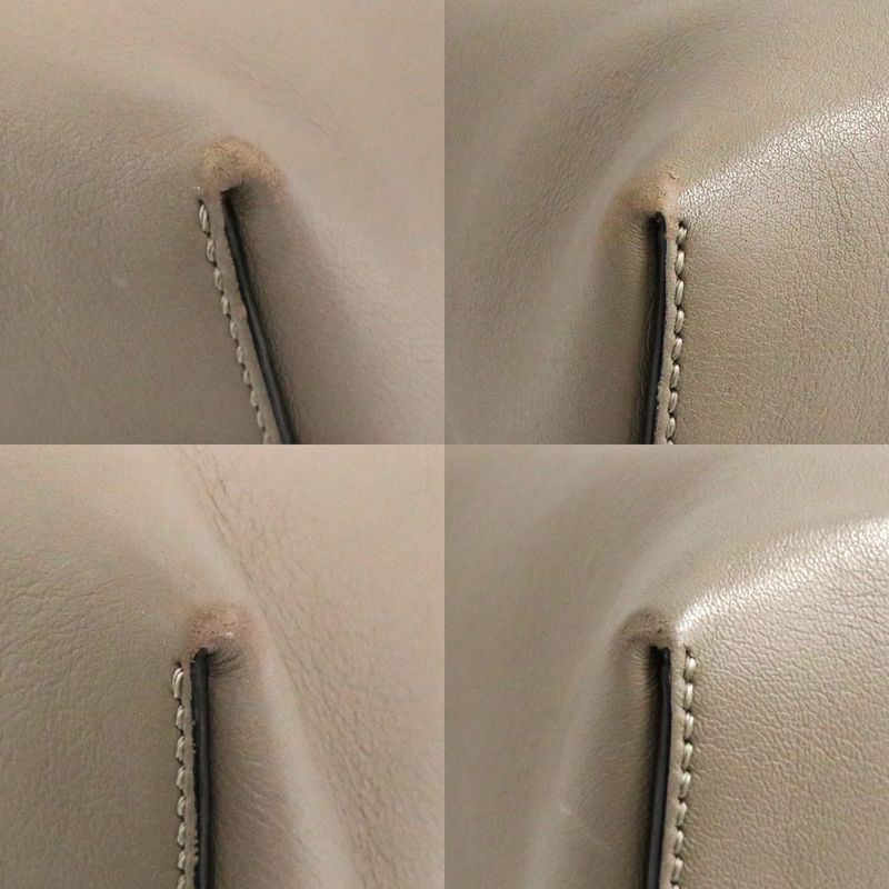 Fendi Visible Medium Leather 8bl146 Cuff Leather Greige 2way Handbag