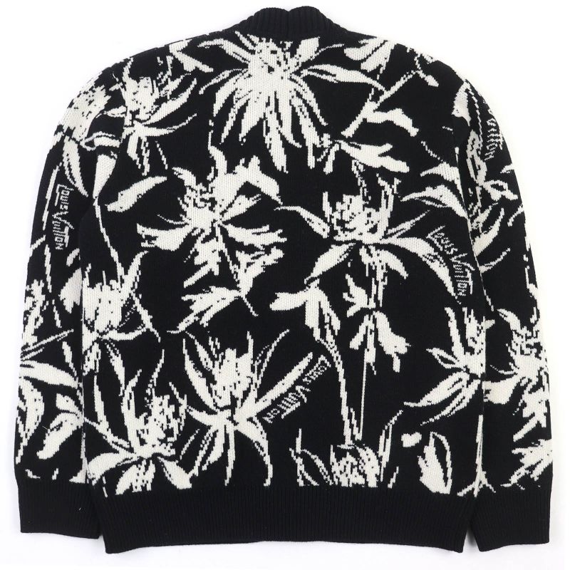 △louis Vuitton 100% Wool Thistle Jacquard V-neck Knit Cardigan Black S With
