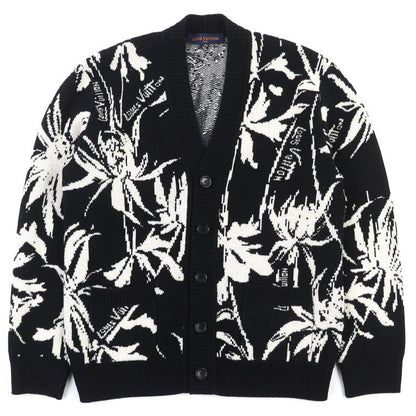 △louis Vuitton 100% Wool Thistle Jacquard V-neck Knit Cardigan Black S With