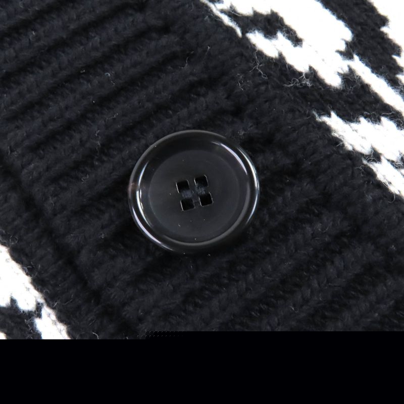 △louis Vuitton 100% Wool Thistle Jacquard V-neck Knit Cardigan Black S With