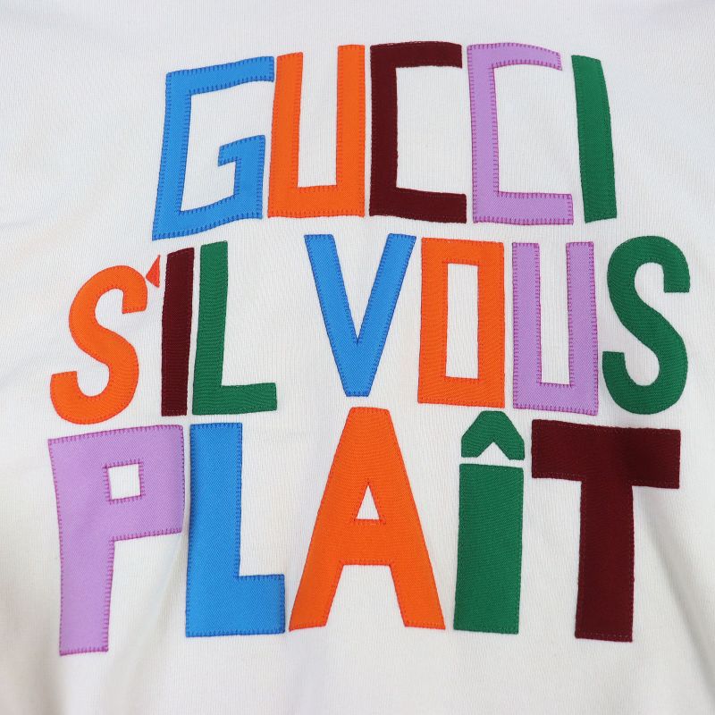 □gucci 721427 Patch Felt Cotton Pullover Sweatshirt Hoodie Ivory XS Genuine