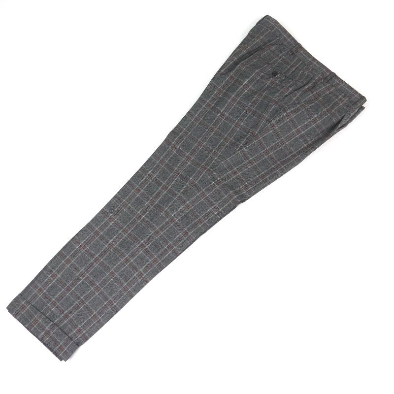 □hermes 100% Wool Check Pattern Sur Mesure Bespoke Single Suit Top And Bottom
