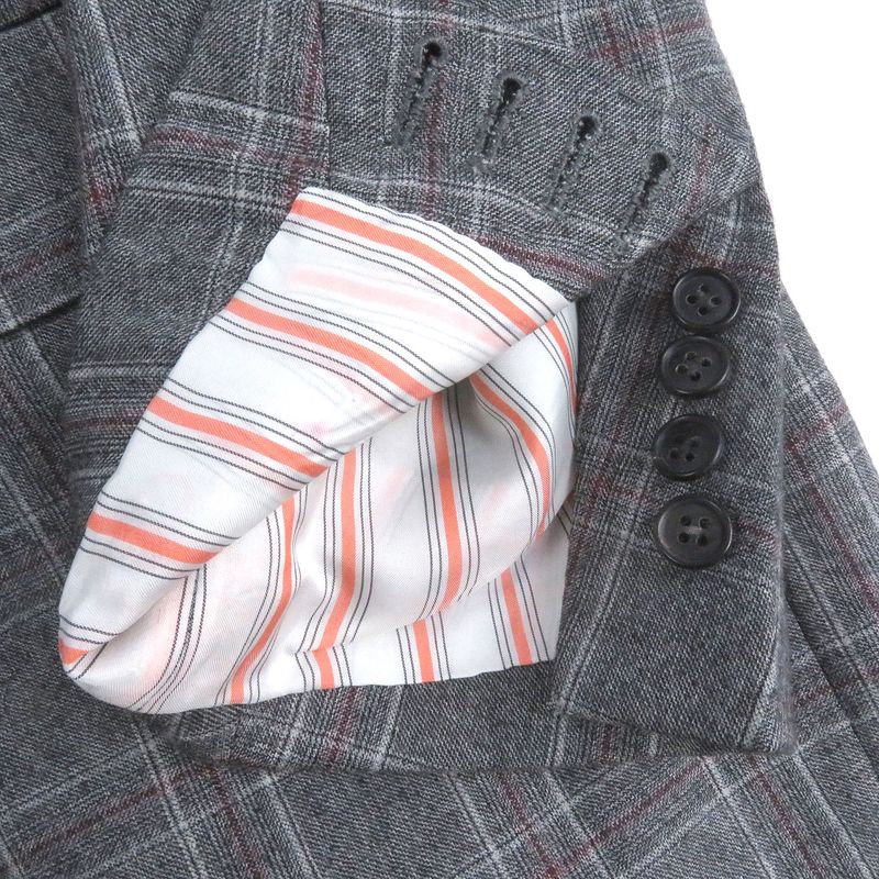 □hermes 100% Wool Check Pattern Sur Mesure Bespoke Single Suit Top And Bottom