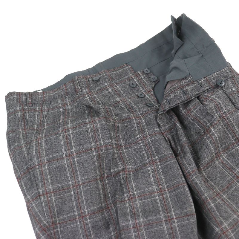 □hermes 100% Wool Check Pattern Sur Mesure Bespoke Single Suit Top And Bottom