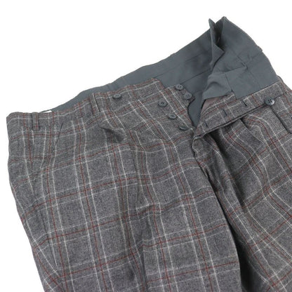 □hermes 100% Wool Check Pattern Sur Mesure Bespoke Single Suit Top And Bottom