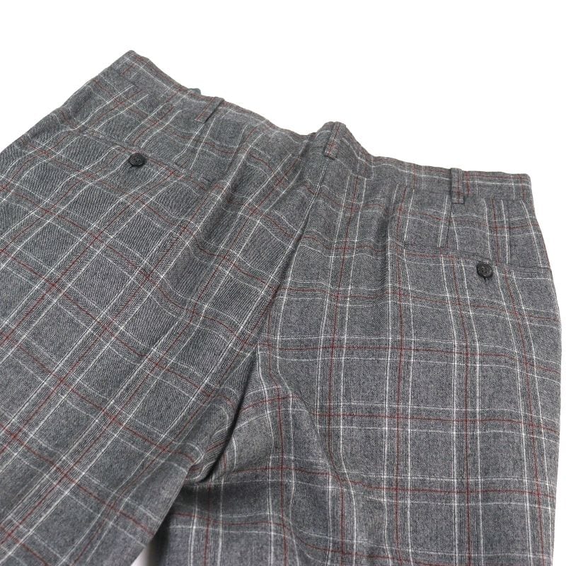 □hermes 100% Wool Check Pattern Sur Mesure Bespoke Single Suit Top And Bottom